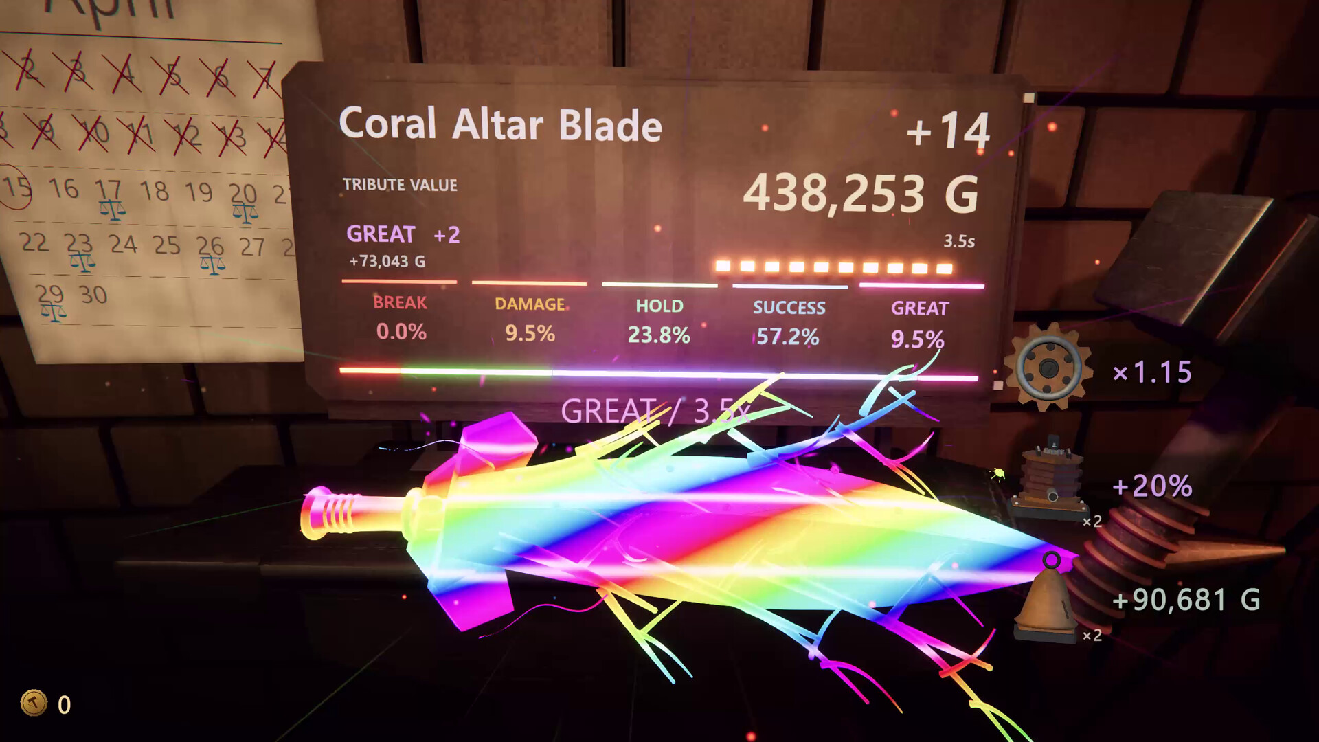Frenzy state in ForgeTax with the GREAT window timer active on a +14 blade